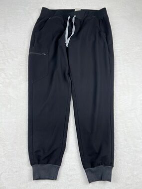 FIGS Zamora Jogger Scrub Pants High Waisted Black Size L
